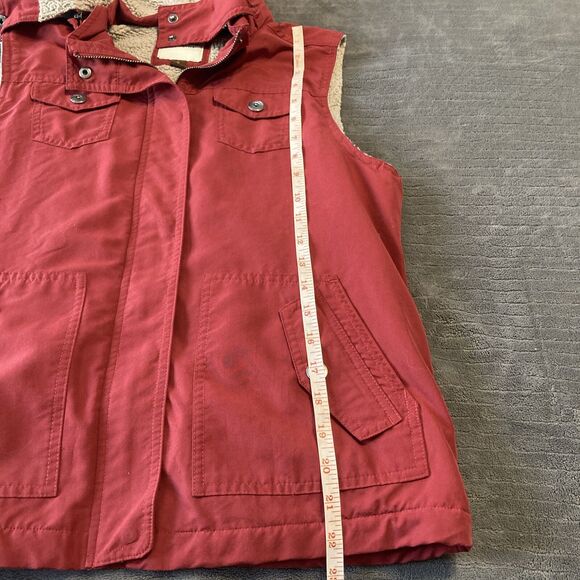 Sonoma  Faux Fur Lined Hoodie Vest Zip & Button Red, Women's Sz S Fall Outdoors - Picture 5 of 10